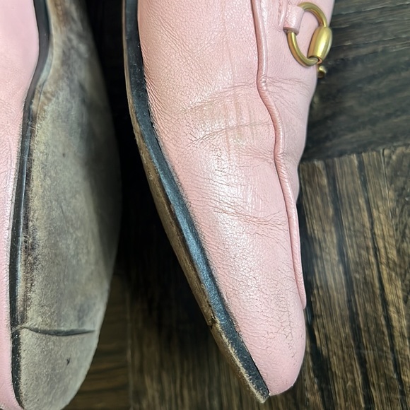 These are AUTHENTIC USED GUCCI Rose Pink Jordan leather loafers size 36.5 - Picture 4 of 16